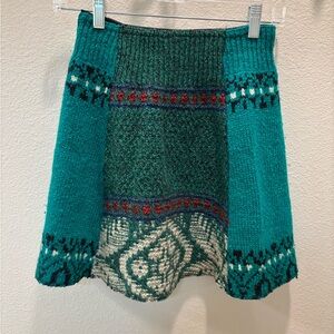 Urban Renewal Teal and Red Knit Mini Skirt